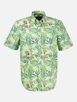 Floral gemustertes Halbarmhemd für Herren