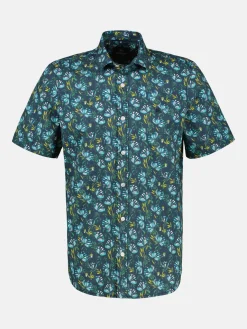 Herren Poplin-Stretchhemd, floral gemustert