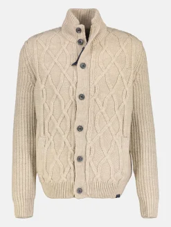 Kabel-Strickjacke mit Schurwollanteil