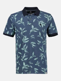 Poloshirt mit floralem Druck und abgesetzen Details