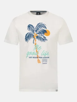 Rundhals T-Shirt für Herren mit Palmenprint
