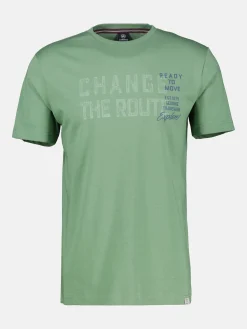 Unifarbenes T-Shirt mit Brustprint für Herren in Großen Größen