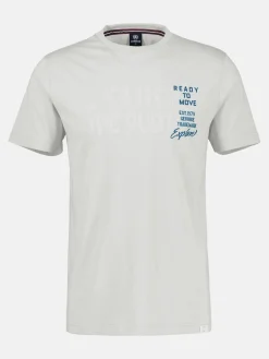Unifarbenes T-Shirt mit Brustprint für Herren in Großen Größen
