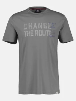 Unifarbenes T-Shirt mit Brustprint für Herren in Großen Größen