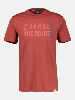 Unifarbenes T-Shirt mit Brustprint für Herren in Großen Größen