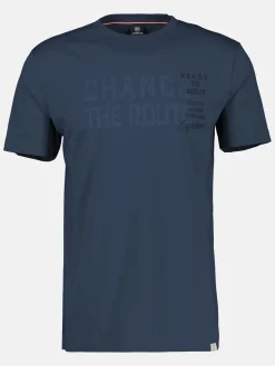 Unifarbenes T-Shirt mit Brustprint für Herren in Großen Größen